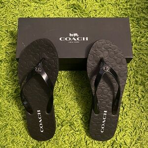 Coach Black Signature Flip Flops